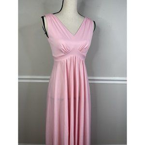60’s Vintage Sylvia Pink Goddess Dress Size 8 Prom Maxi Empire Waist
